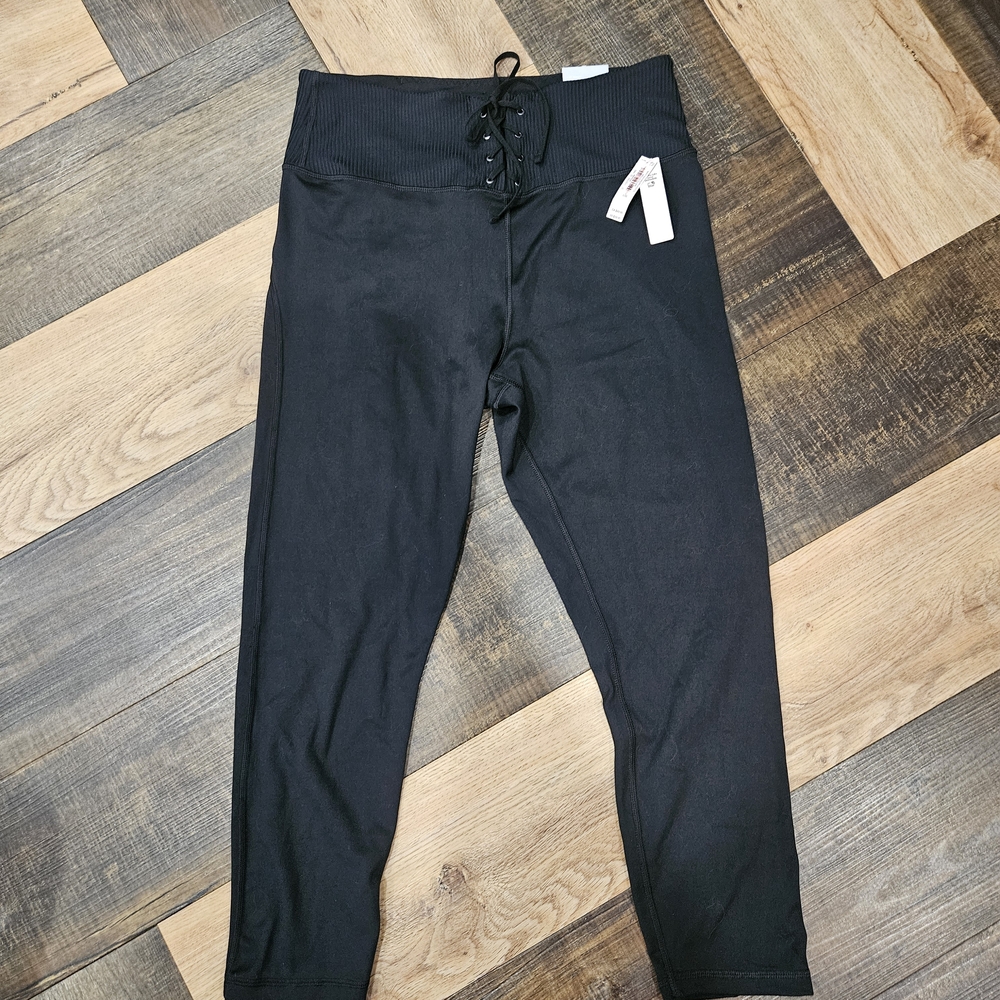 Ladies Victoria Secret Black Lace-Up Leggings